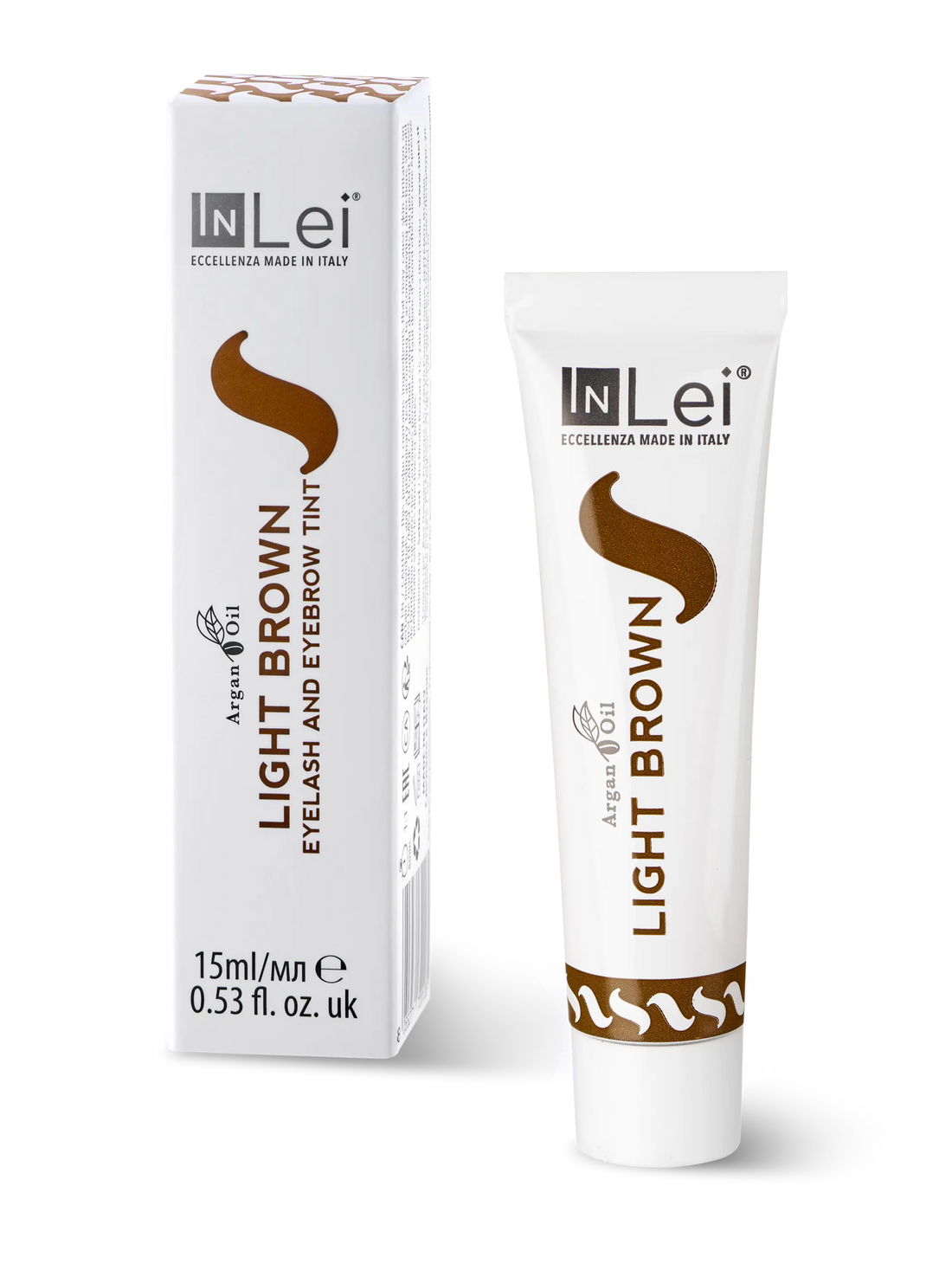 InLei® LIGHT BROWN – Hellbraune Farbe für Wimpern und Augenbrauen mit Arganöl, 15 ml